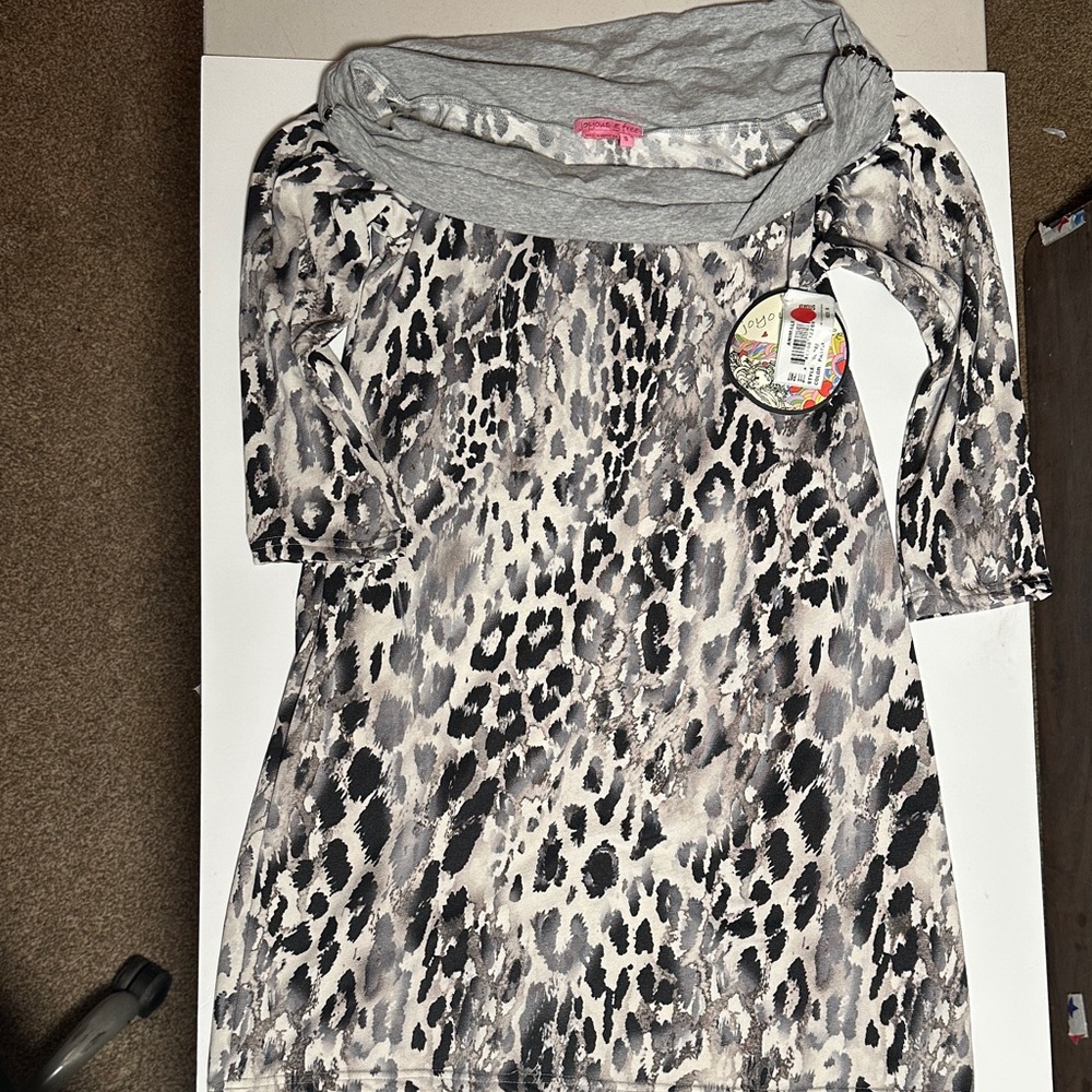 Gray Leopard Print Women's Dress